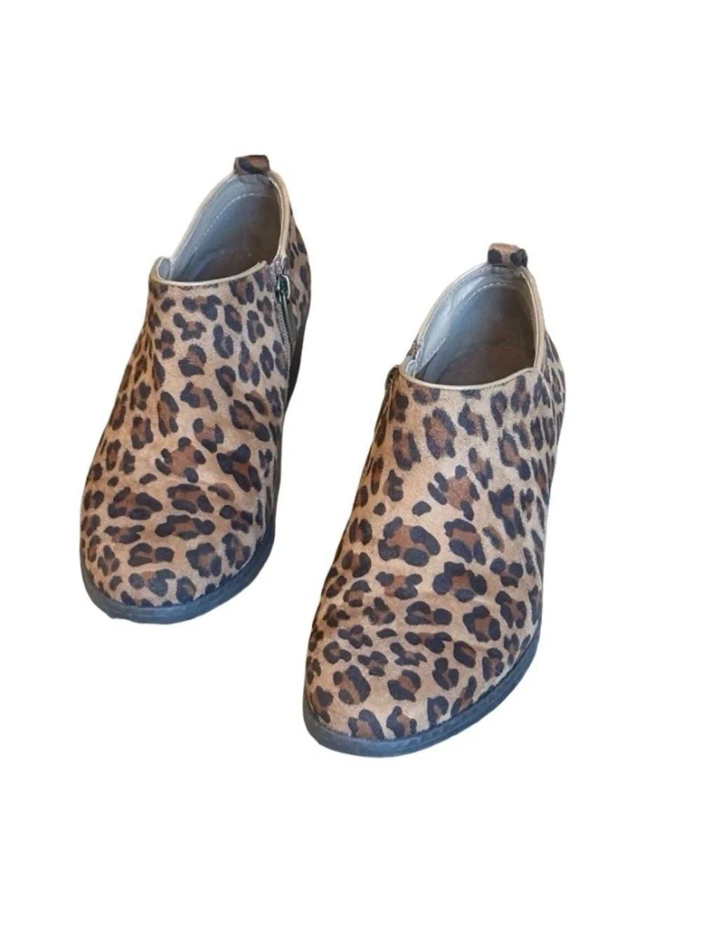 Xappeal Women's Leopard Print Ankle Boots Faux Suede Browns/Black Size 7 1/2